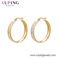 E-579 xuping moda simple 24K color oro joyas rhinestone señoras aro pendientes